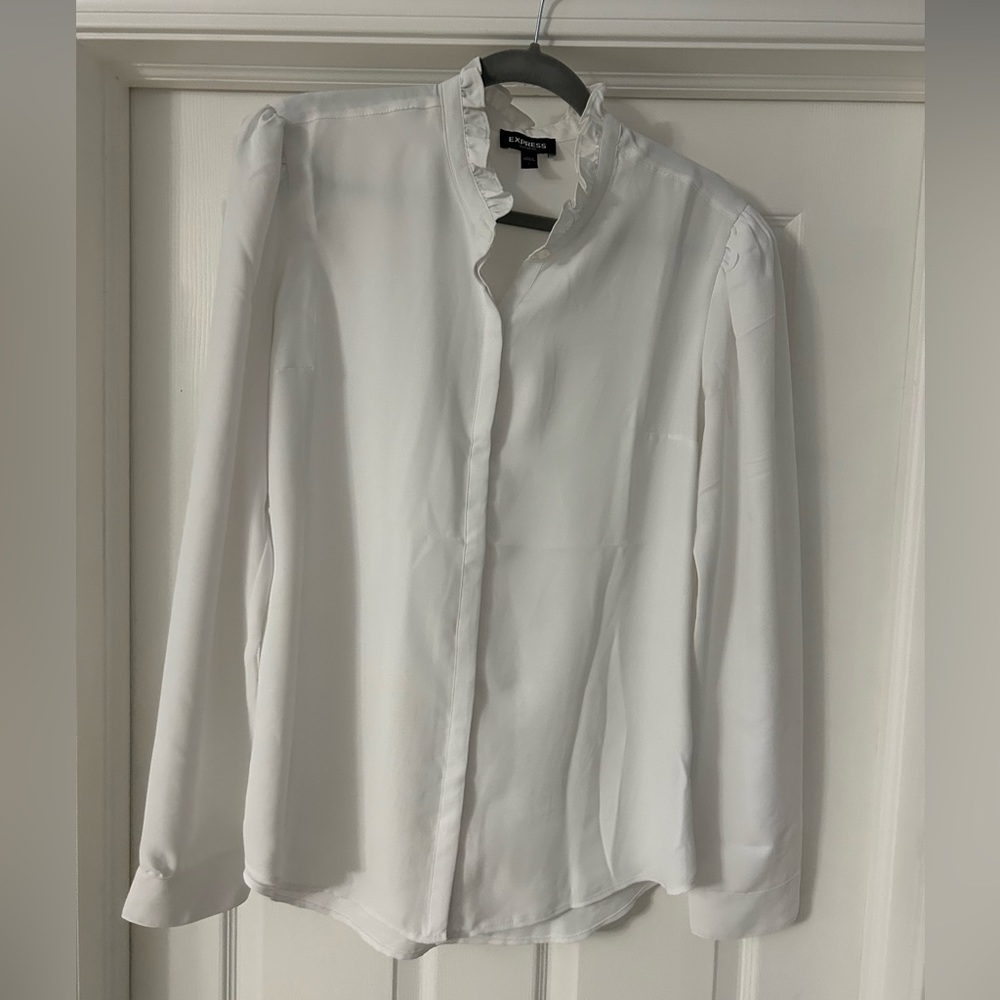 NWOT express ruffle collar button down